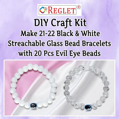 Image of 30 Pcs Evil Eye Beads + 540 Pcs Black & White Glass Beads for Jewellery Making Kit - Glass Beads for Bracelet Making Kit - Bead Craft - 8mm