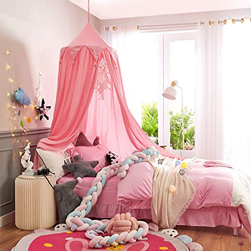 Mybbrm Princess Canopy for Girls Bed with Tassels Hideaway Tent for Kids Rooms or Cribs Nursery for Decoration, Playing,Reading,Sleep as Hanging House Castle