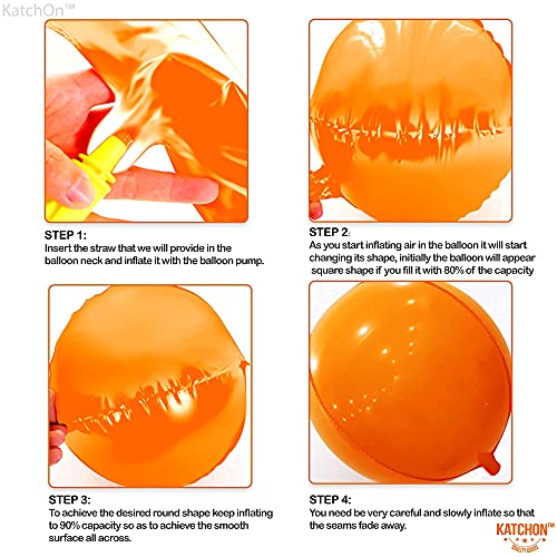 Image of KatchOn, Orange Foil Balloons - Big, 22 Inch, Pack of 6 | 4D Foil Metallic Balloon for Thanksgiving Decorations | Mylar Balloons for Basketball Party, Birthday, Wedding, Carnival, Orange Party Decor