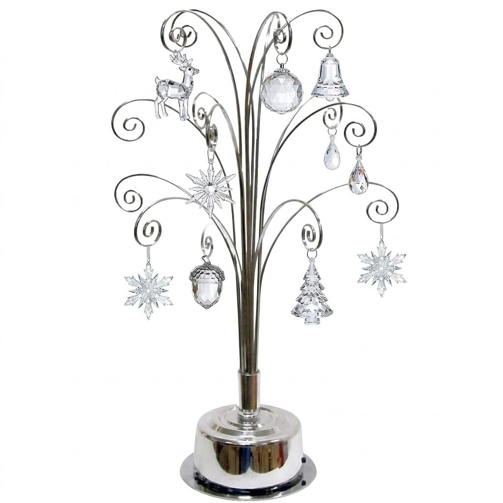 HOHIYA Support Métal Suspendu 42,5 cm pour Ornements Noël et Verre | Support en métal chromé avec crochets pour boules de Noël, plantes aériennes et terrariums idéal décoration maison et mariage