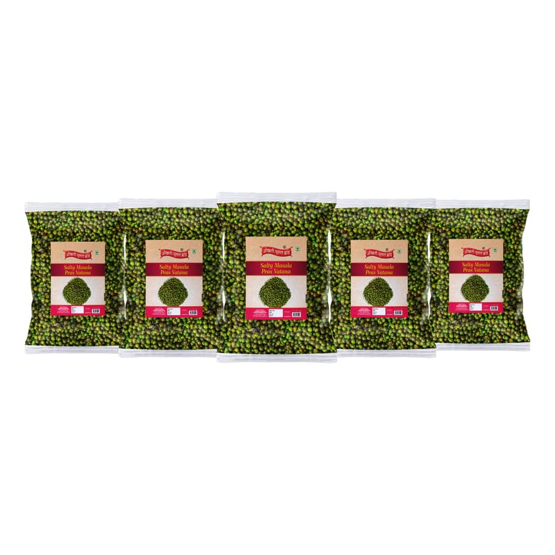 Image of OKHLI MUSAL BRAND Bombay Roasted Fried Spicy Green Peas /Chatpata Matar /Namkeen Peas | Namkeen Chatpata Matar /Roasted Peas Spicy Munching Crunchy Matar Namkeen Savoury Snack-850g*5Pack