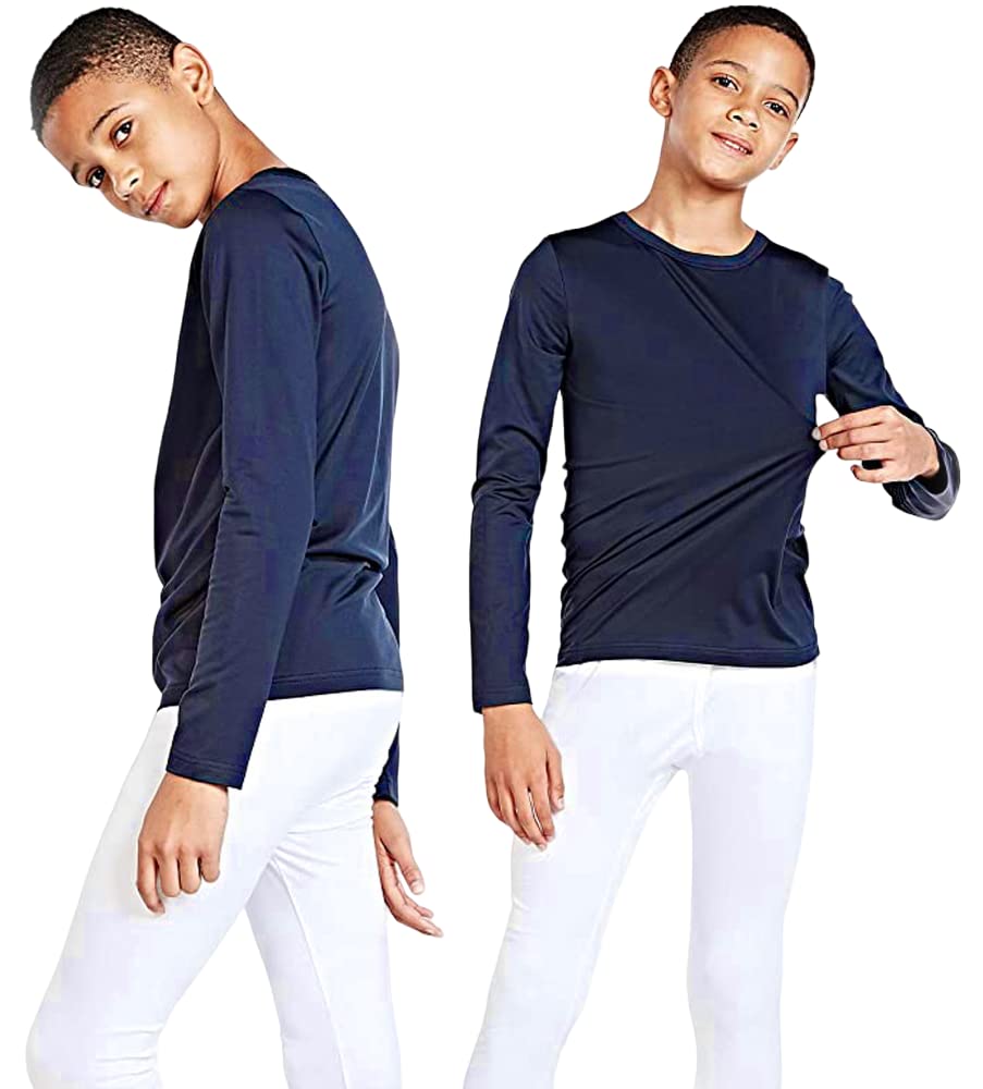 Orbiz Unisex Kids Navy 2X Children Kids Thermal Underwear Long Sleeve Shirt Top Warm Vest