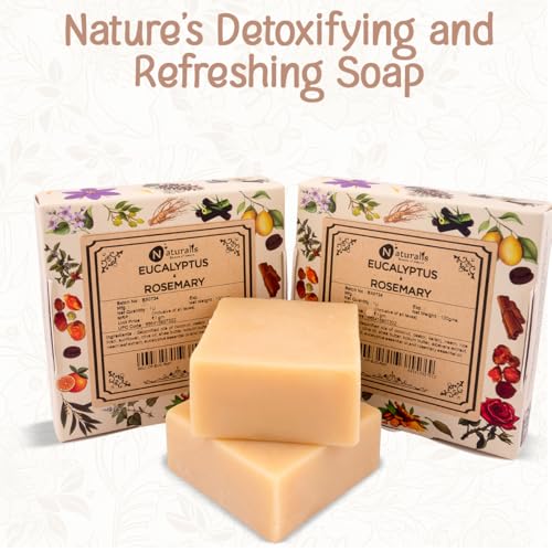 Image of Naturalis Eucalyptus Soap - Handmade Cold-Pressed Soap with Organic Rosemary Oil - Organic Soap for Deep Cleansing, Hydration, Skin Soothing, and Radiant Glow, 100g