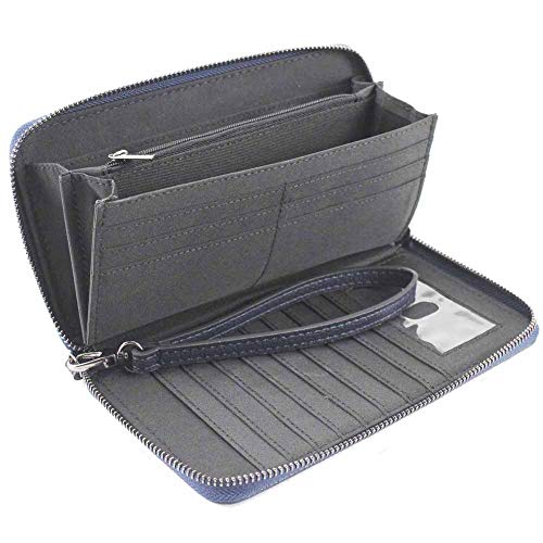 Blue Wallet for Women Leather RFID Blocking Long Wallets Credit Card Holder Phone Checkbook Organizer Zipper Coin Purse2