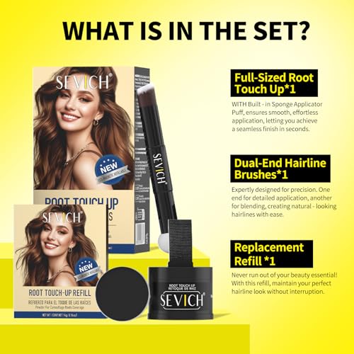 Image of Sevich Hairline Powder, Gray Root Touch Up, Sweatproof, Brown