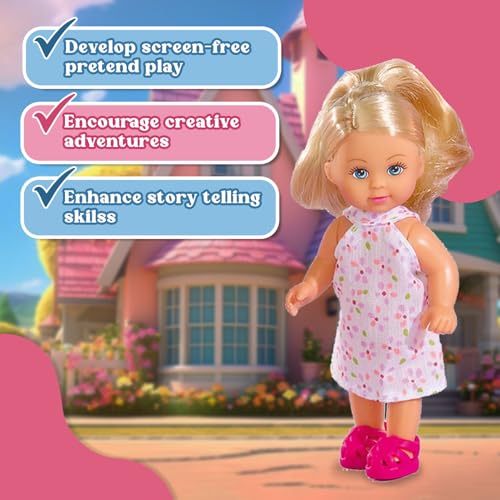 Image of Evi's Trolley Set| Soothing Floral Glow Evi| Vibrant Evi Inside Trolley| Joyful Pretend Play Set| Engaging & Travel-Friendly Set| Ideal Doll Set for Girls (Soothing Floral Glow Evi)