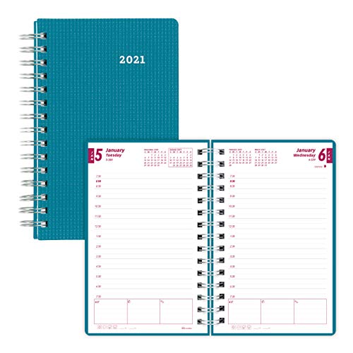 Brownline 2021 DuraFlex Daily Planner Twin-Wire Aqua 8 x 5 inches CB634VAA-21