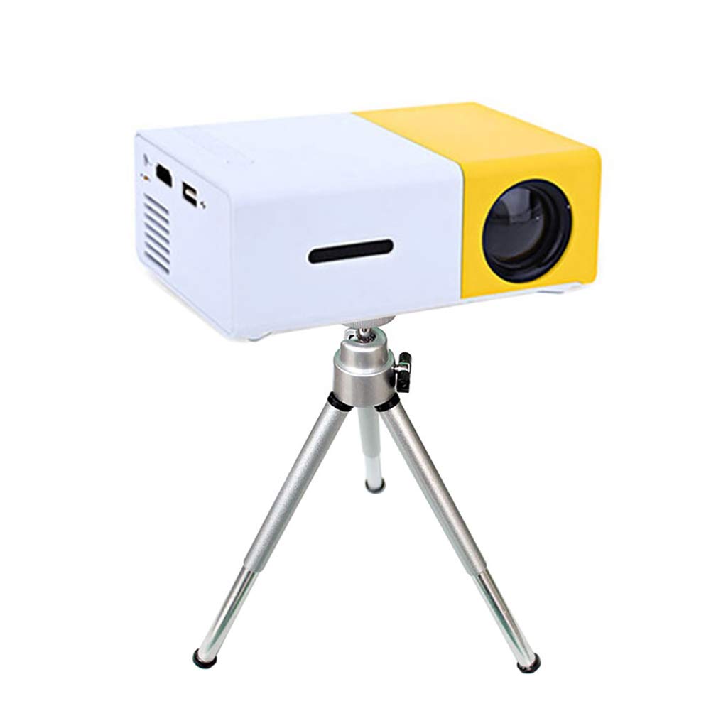 C- Mini proiettore, videoproiettore Portatile LCD a Colori a LED per Bambini Presenti, Film TV Video, Giochi di società, intrattenimento all'aperto con interfacce AV USB HDMI e Telecomando,Giallo