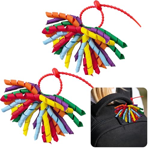 Luggage Pom Poms for Suitcases Curly Luggage Identifiers with Secure Silicone Tie - Vibrant & Reusable Cute Luggage Tags for Suitcase Backpack Stroller
