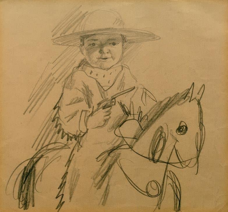 Toile Walter en cow boy d'August Macke pour sublimer la décoration de votre salon