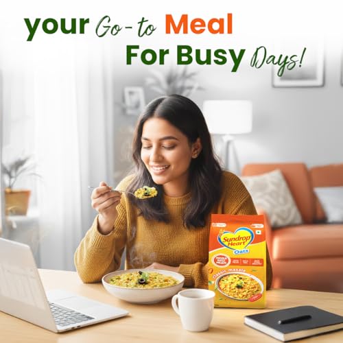 Image of Sundrop Heart Classic Masala Oats with Millets 500 g | 13.3g Protein in 100 g |10g Dietary Fibre in 100g | Anytime Snack | *Helps Reduce Cholesterol