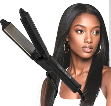 Salon Grade Ceramic Hair Straightener, Professional Damage-Free Flat Iron, Fast Heating Anti-Scald Hair Styling Wand for Women Home Salon Use Black