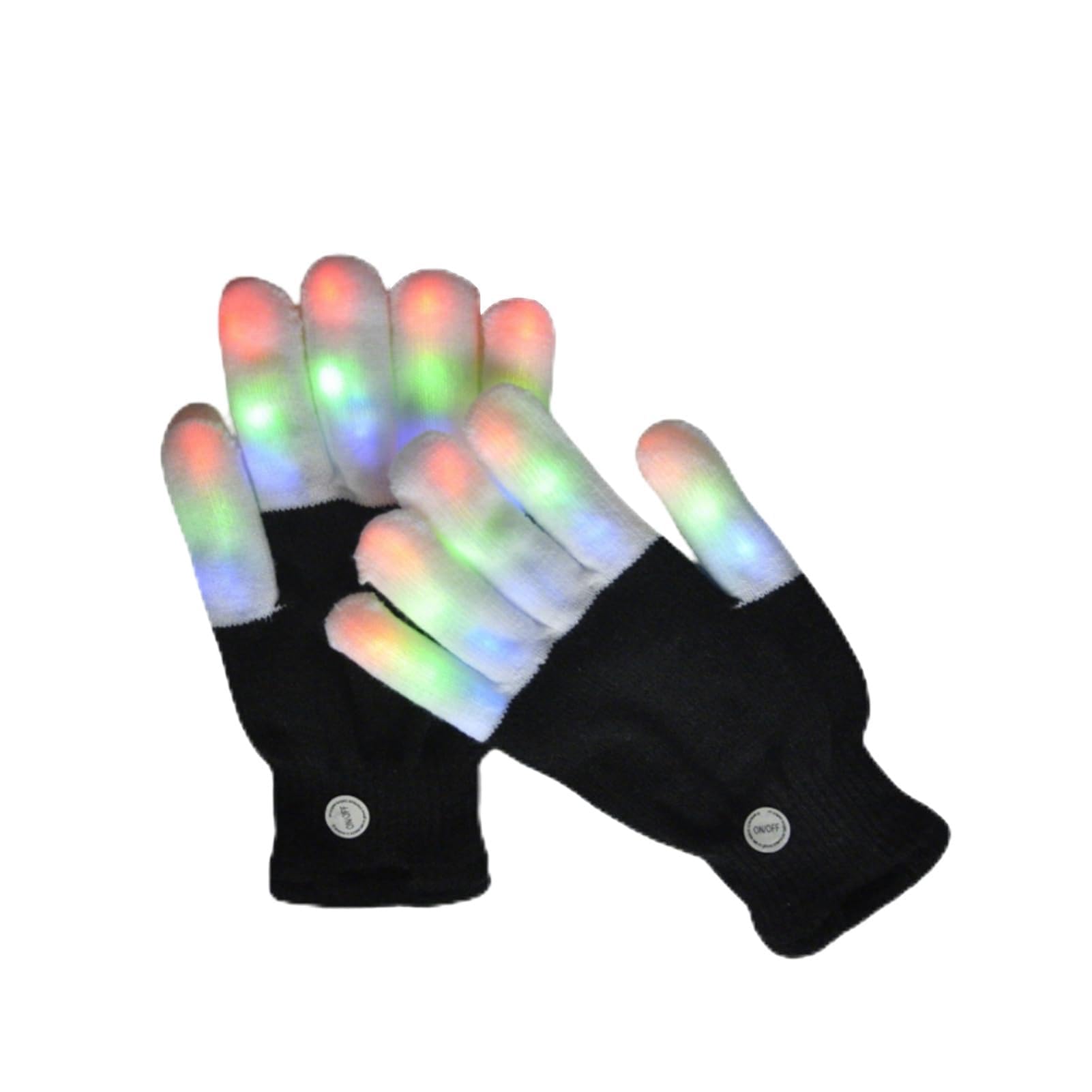 LED Rave Glove, 7 Colors Light Show Light up Finger Gloves for Gloving, Colorful Light Up Warm Gloves,Finger Gloving Light Gloves for adults Light Shows, Raves, Festival, Party (black2-1pcs)
