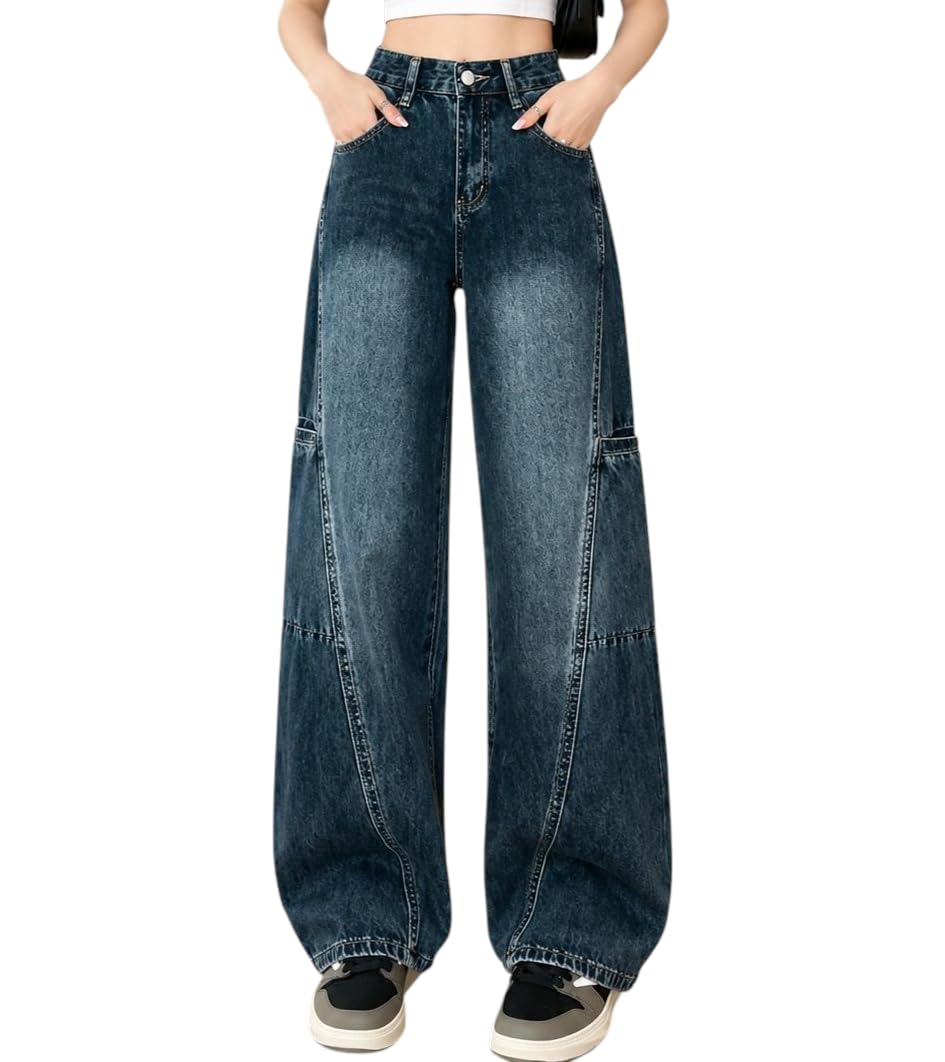 oddmonkey ODDMONEKY Baggy Jeans for Women || Korean Jeans for Women || Wide Leg Korean High Waist Baggy Denim Pants (Wjeans-7)-picture-41