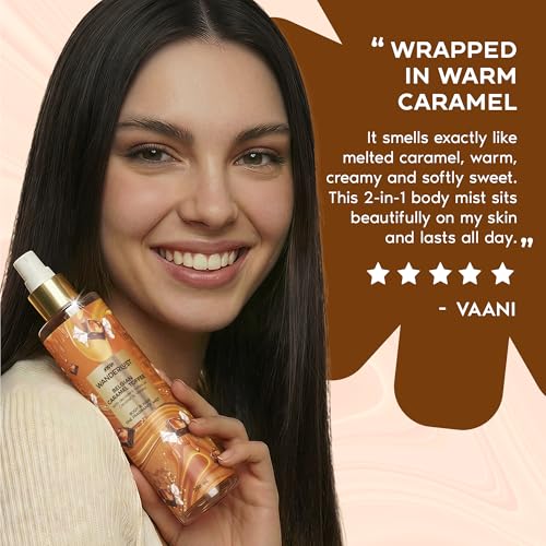 Image of Nykaa Wanderlust Belgian Caramel Toffee Body & Hair Fine Fragrance I Perfume Mist for Women - 200 ml I Caramel & Vanilla | Long-Lasting, Travel‐Friendly, Vegan,Paraben‐Free, IFRA Certified