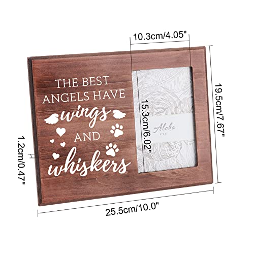 FINGERINSPIRE The Best Angels Have Wings and Whiskers Picture Frame 10x15cm Pet Memorial Picture Frame with Paw Prints Pattern Hanging/Tabletop Wooden Pet Sympathy Gift Frame for Loss of Dog or Cat - Image 2