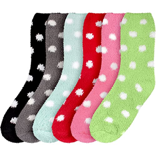 Image of BambooMN Colorful Fuzzy Socks - Assorted Super Soft Warm Microfiber Comfy Home Socks - Value Pack