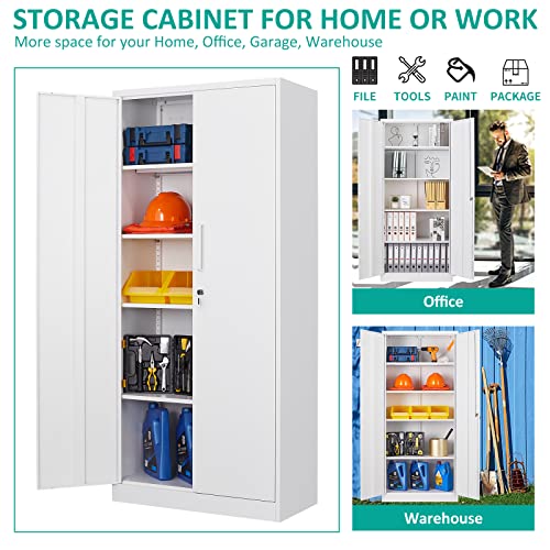 Sisesol Metal Garage Storage Cabinet With Doors And Shelves, 71" Multifunctional Garage Storage Closet Large Garage Locker With Adjustable Shelves & Locking Doors Steel Snapit Storage Tall Cabinet #TOP6