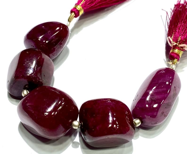Rubis naturel de taille unique, perles précieuses pour collier