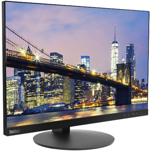 Image of Lenovo ThinkVision T23d 23-inch 1920 x 1200 LED Backlit Full HD Widescreen WUXGA LCD Monitor, 2-Pack Bundle with HDMI, VGA, DisplayPort, Desk Mount Dual Monitor Stand