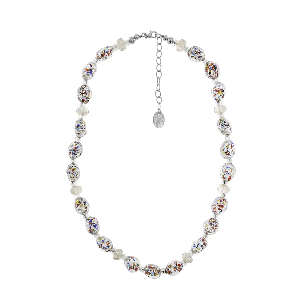 Venetiaurum - Collana Girocollo con Pietre in Vetro Originale di Murano e Argento 925 - Gioiello Made In Italy Certificato