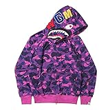 Nmpmsge Shark Jaw Camo Hoodie Shark Mouth Hoodies Full Zip Up for Adults (Purple, XXL)