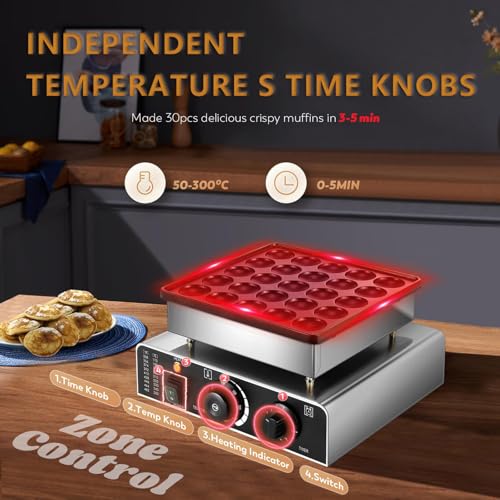 Gofrera y máquina para Hacer Tortitas eléctricas - 850 W, Acero Inoxidable, Placas antiadherentes extraíbles, Temperatura y Temporizador Ajustables.,