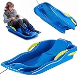 KADAX Slitta in plastica 85 x 40 x 18 cm, slitta Bob in plastica, slitta in plastica con freno per bambini, snowbob, slitta per bambini in plastica, slittino (blu)