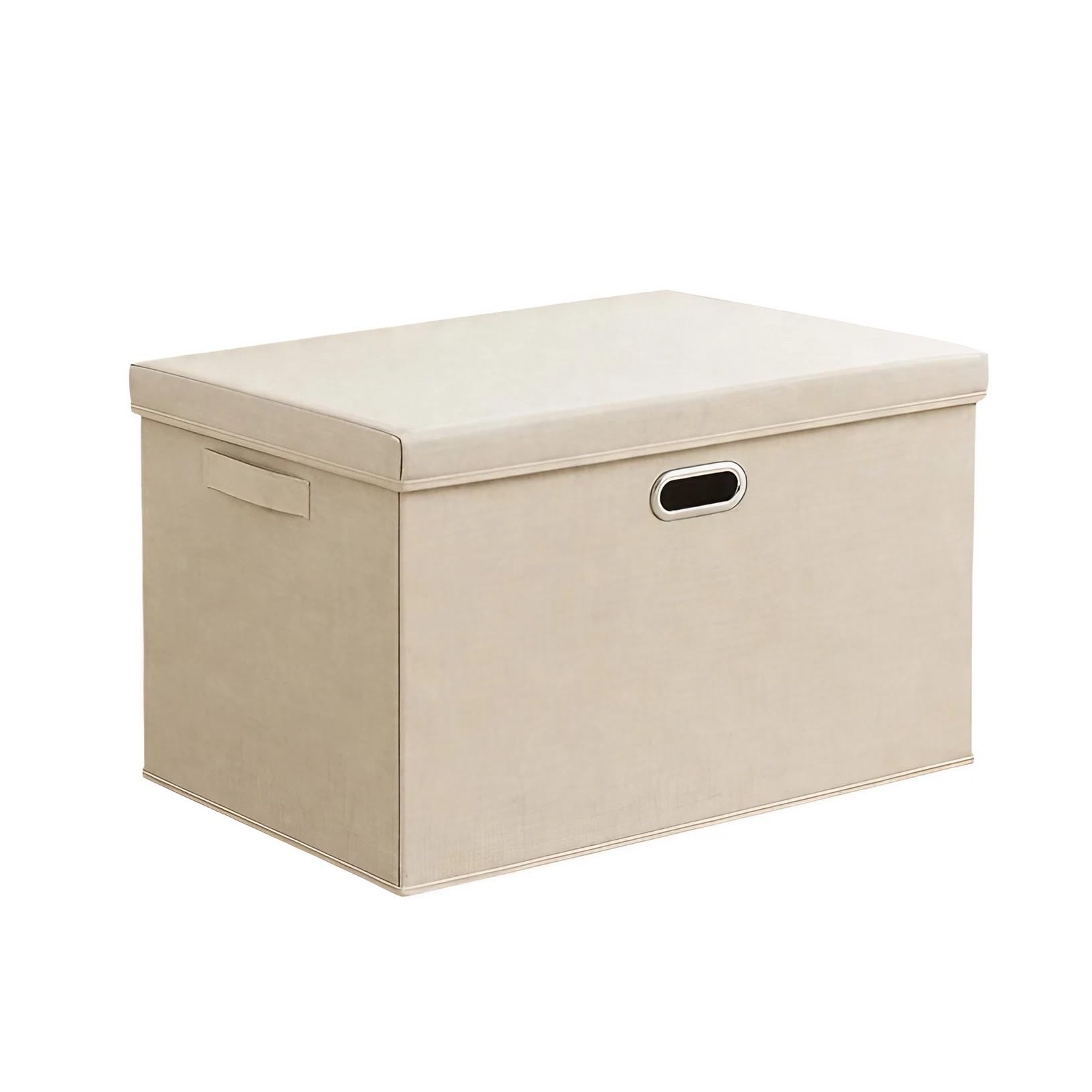 FTYEBDNC Large Clothes Storage with Lid, Collapsible Linen Cube Wardrobe Organiser/Beige/44 * 29 * 30 cm
