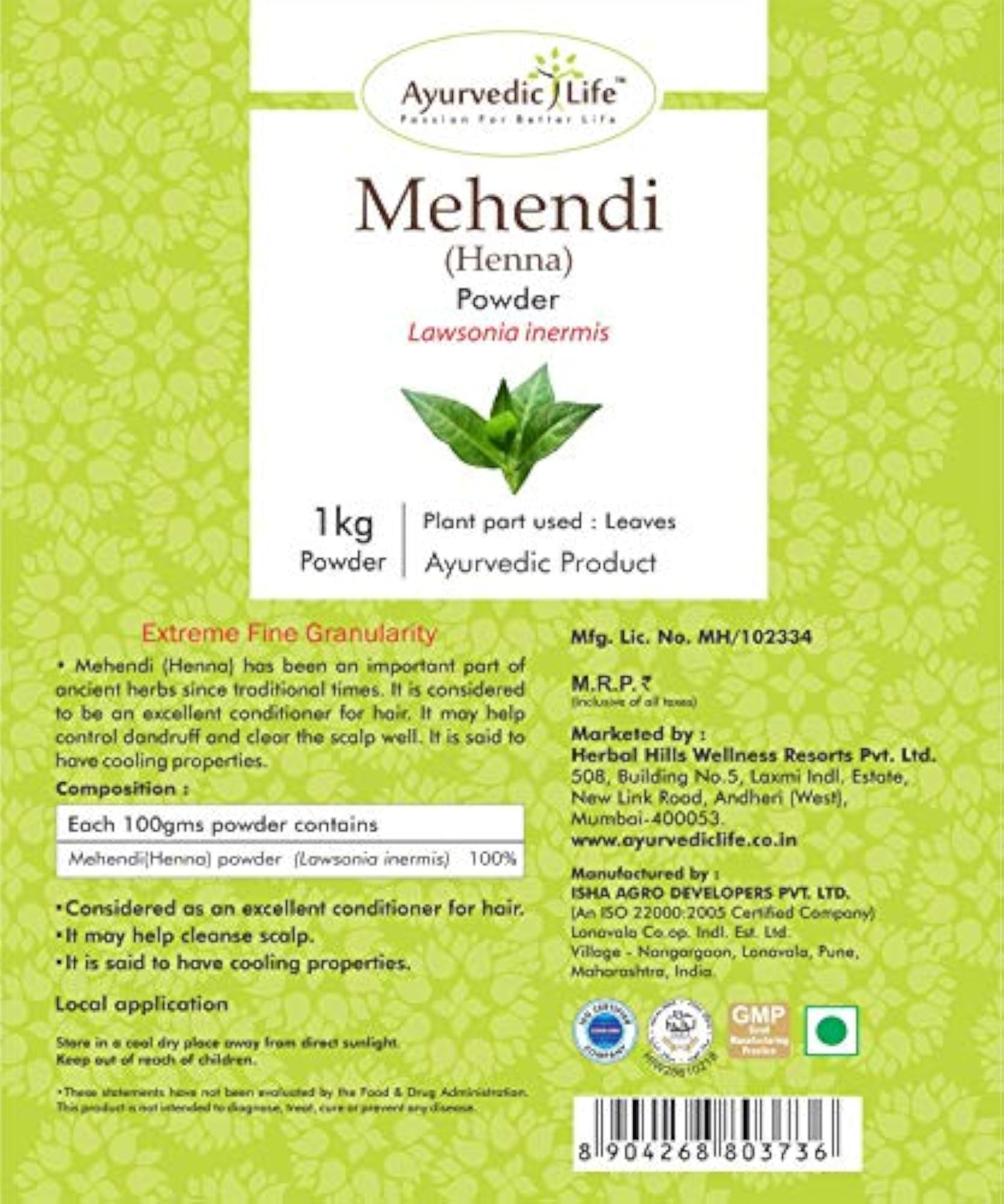 Mehandi Powder Value Pack of 4, 1 Kg Each