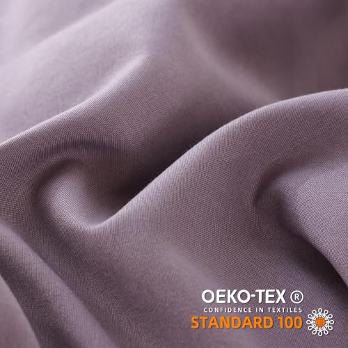 Image of JANZAA Grayish Purple Comforter Set Twin - Soft Microfiber, Lightweight All Season Bedding, Ruffle Shabby Chic Aesthetic, Breathable Cozy Bed Set with 1 Pillow Shams, Machine Washable
