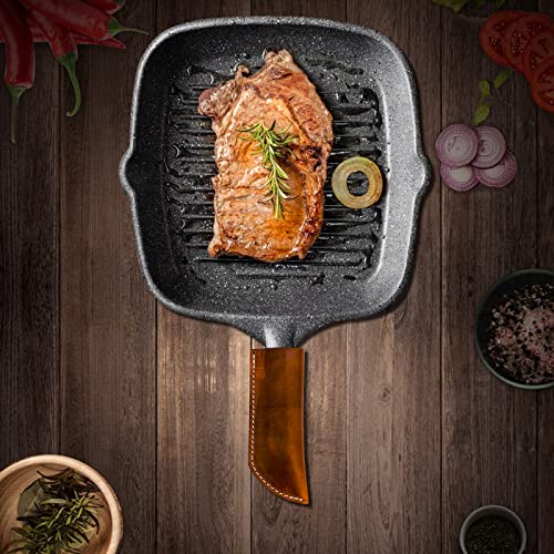 Mock St Handmade Leather Cast Iron Skillet Pan Handle Cover - Heat Resistant, Non-Slip, And Fits Most Cookware, For Your Cooking Needs - Made With Genuine Leather (Classic Leather Brown) #TOP1