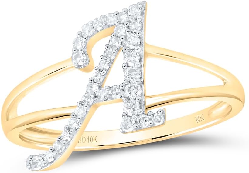 Jewels By Lux 10kt Yellow Or White Gold 1/5 Cttw Natural Diamond Initial Ladies Wedding Engagement Anniversary Ring, Women Size: 5-9