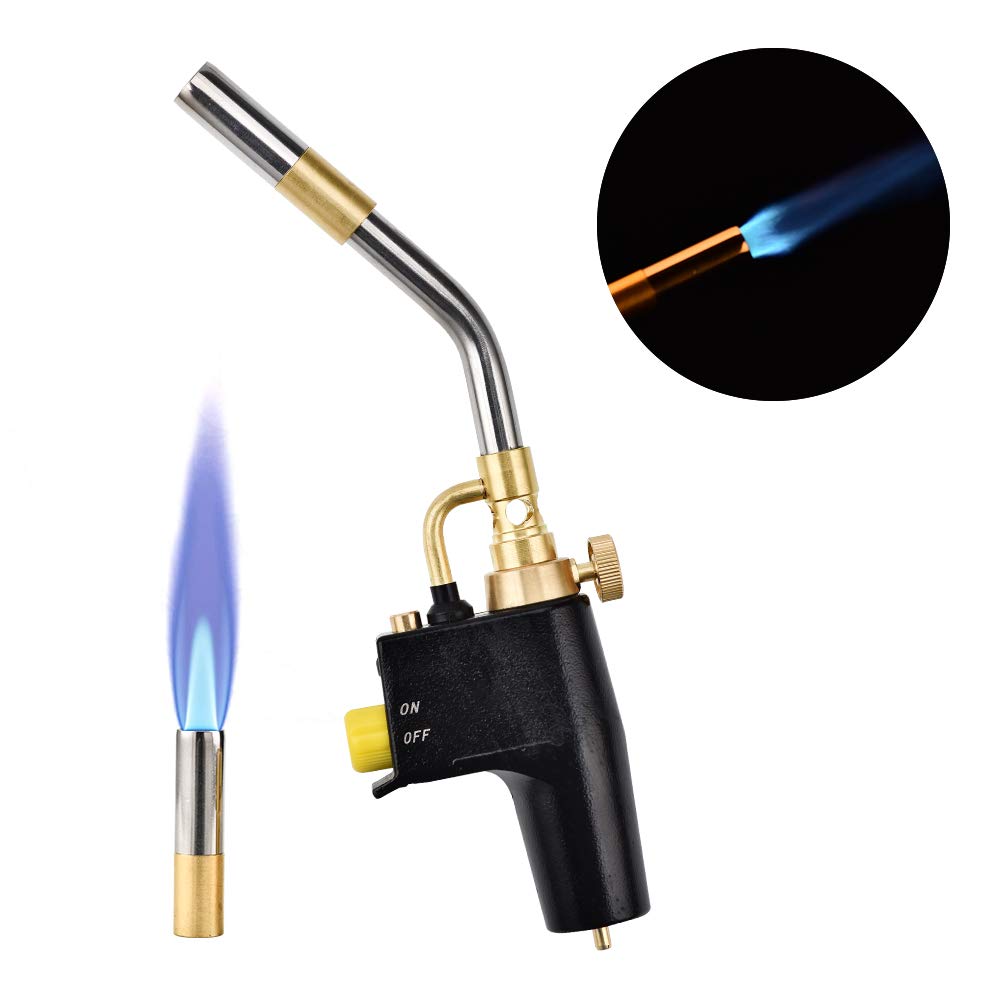 Antorcha de propano MAPP, 3 boquillas, 2800 °C, disparador de alta intensidad, soplete de soldadura con bloqueo de seguridad, interfaz CGA 600 para soldar, calentar y cocinar