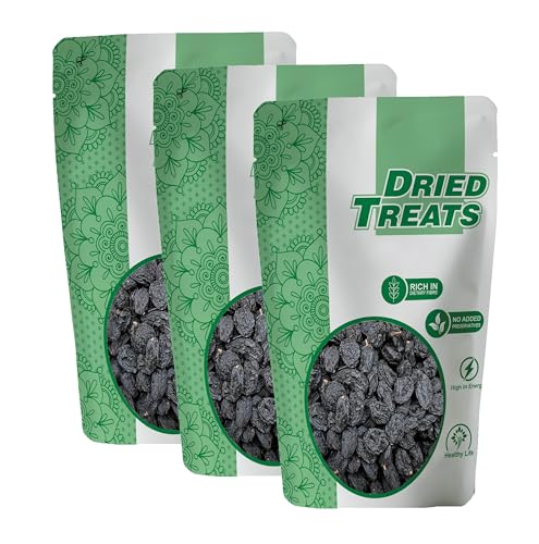 Image of Dried Treats Kali Kishmish 600 Grams (200gm X 3) - Black Raisins | Kali Darakh | Boost Immunity & Vitality | Sweet Fruity Taste and Soft Chewy Texture | Rich in Antioxidants | Sweet and Delicious Flavor| Healthy Dry Fruit Snack For Kids and Office Workers