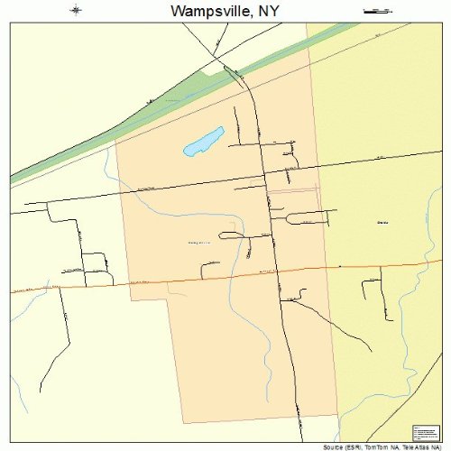 Large Street & Road Map of Wampsville, New York NY Printed poster size wall atlas of your home
