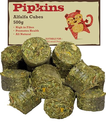 Pipkins Alfalfa Cubes Golosina para Animales pequeños - Golosina Ideal para Conejos, hámsteres y cobayas, una golosina nutritiva y Agradable