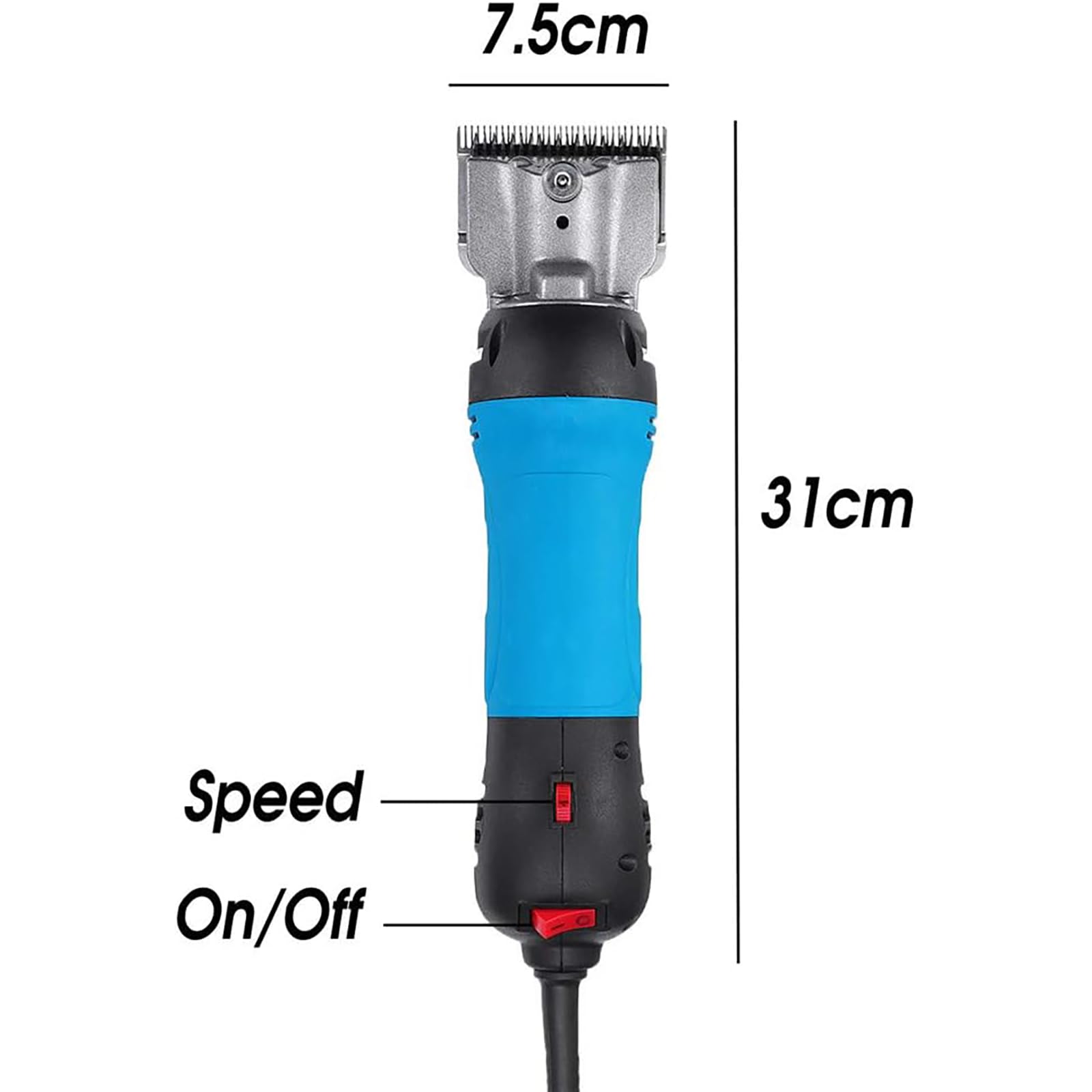 Tosatrici elettriche per cavalli, kit professionale per toelettatura peli animali con 6 velocità regolabili, cesoie per bestiame a basse vibrazioni, trimmer resistente per cavalli, pecore, bovin Blue