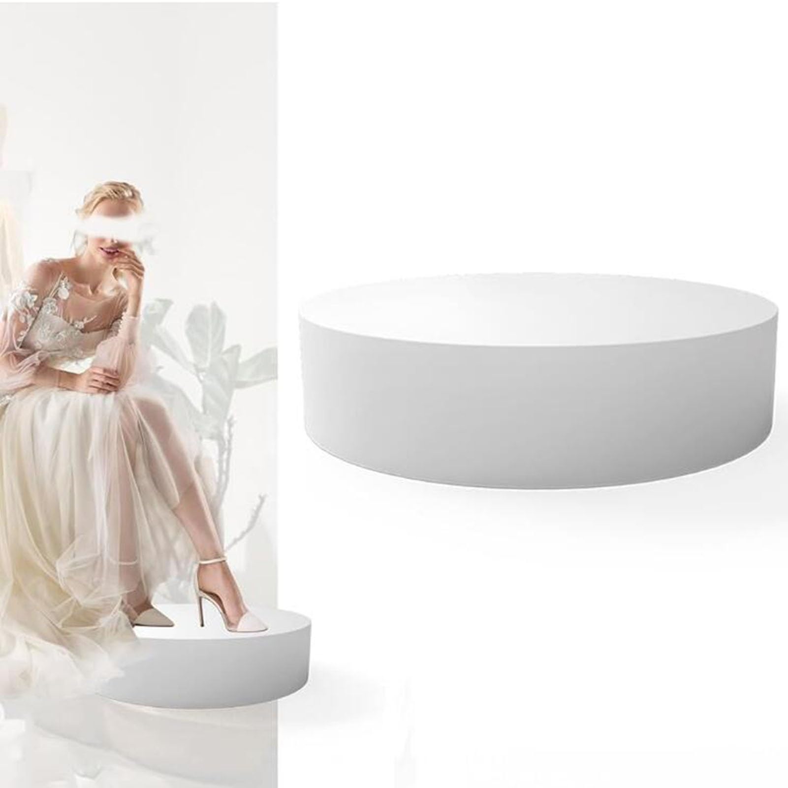 Présentoir cylindrique blanc pour mannequin et boutique de mariage lot de 5