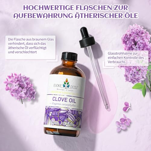 EVOKE OCCU Nelke ätherisches Öl 118 ml, reines Nelkenöl für Haut Massage Aromatherapie Diffusor- 4 FL Oz