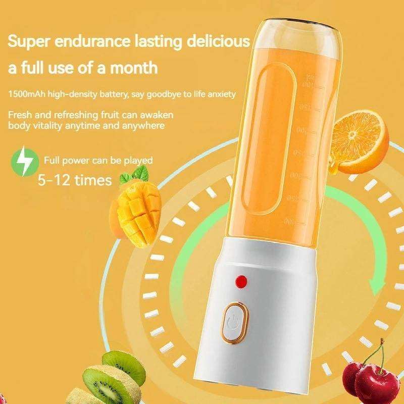 Image of Portable Blender Electric Juicer USB Rechargeable Fruit Mixers Mini Personal Smoothie Maker 6 Blades 3 Gears Ideal for smoothies, protein shakes, fresh juices, sauces -1500mAh Battery (WHITE)
