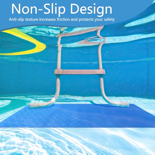 2 Rollen Poolunterlage,90x23CM Schützende Poolmatten für Poolleiter,Blau Schwimmleitermatte mit Rutschfester Textur, Pool Schutzmatte für Schritte,Treppen,Leitern