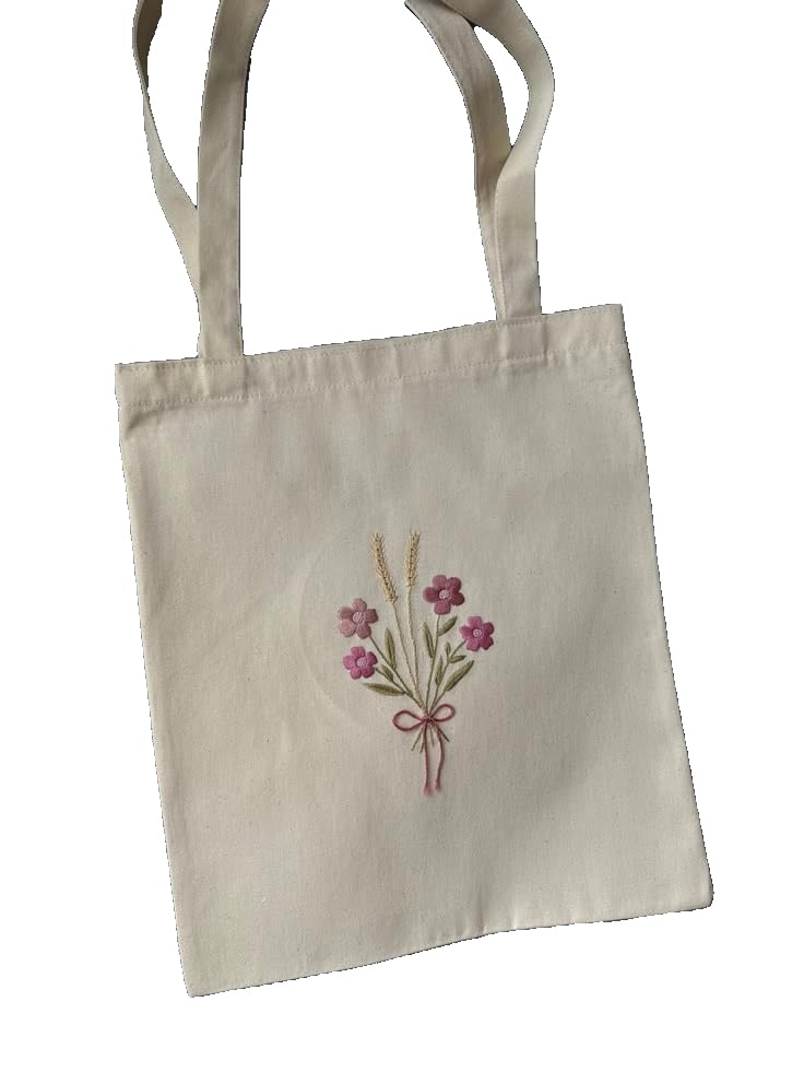 Shree adodhya Floral Embroidered design,Tote Bag – Eco-Friendly Heavy Duty Cotton Canvas Shoulder Bag for Women, Casual Shopping & Travel Carry-On.size (13×12inch).-image-20