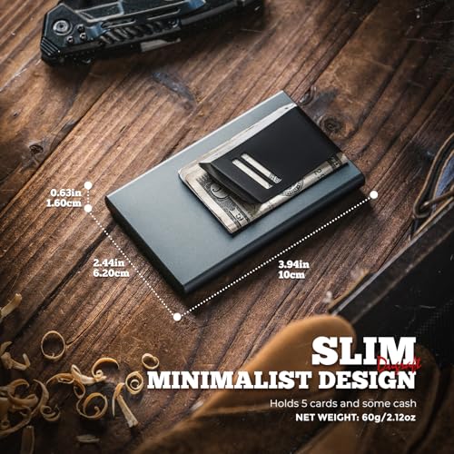 DUGRAFT Card Wallet for Men Credit Card Holder Minimalist Slim Wallet RFID Metal Pop Up RFID Blocking Wallet With Money Clip, Holds 5-6 Cards4