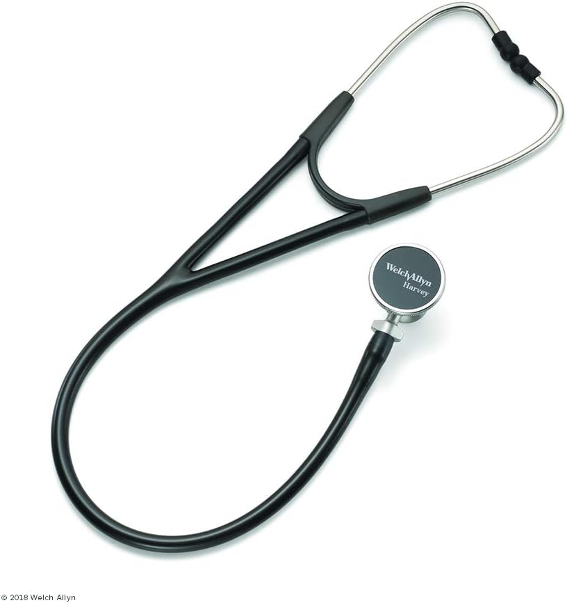 for Students Harvey DLX Adult Cardiology Stethoscope, Black; 5079-325; Double-Head Chestpiece (Diaphragm and Bell), Dual Lumen Tubing; 28 in.