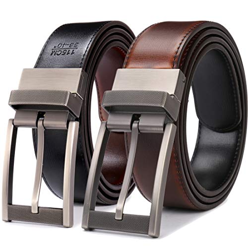 Image of Belts for Men Reversible Leather 1Piece (not 2) 1.25 inch Waist Strap Fashion Dress Buckle Beltox