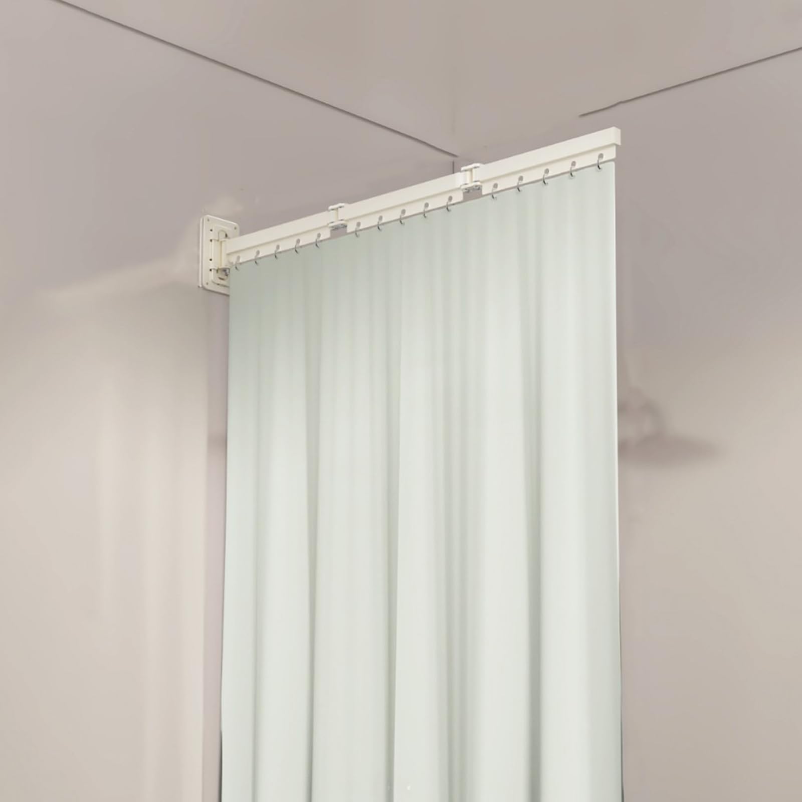 GLDYTVF Foldable Shower Curtain Rod - No Drilling Wall Mounted Adjustable Easy Install with Curtain for Bathtubs & Showers - Space-Saving & Flexible Design