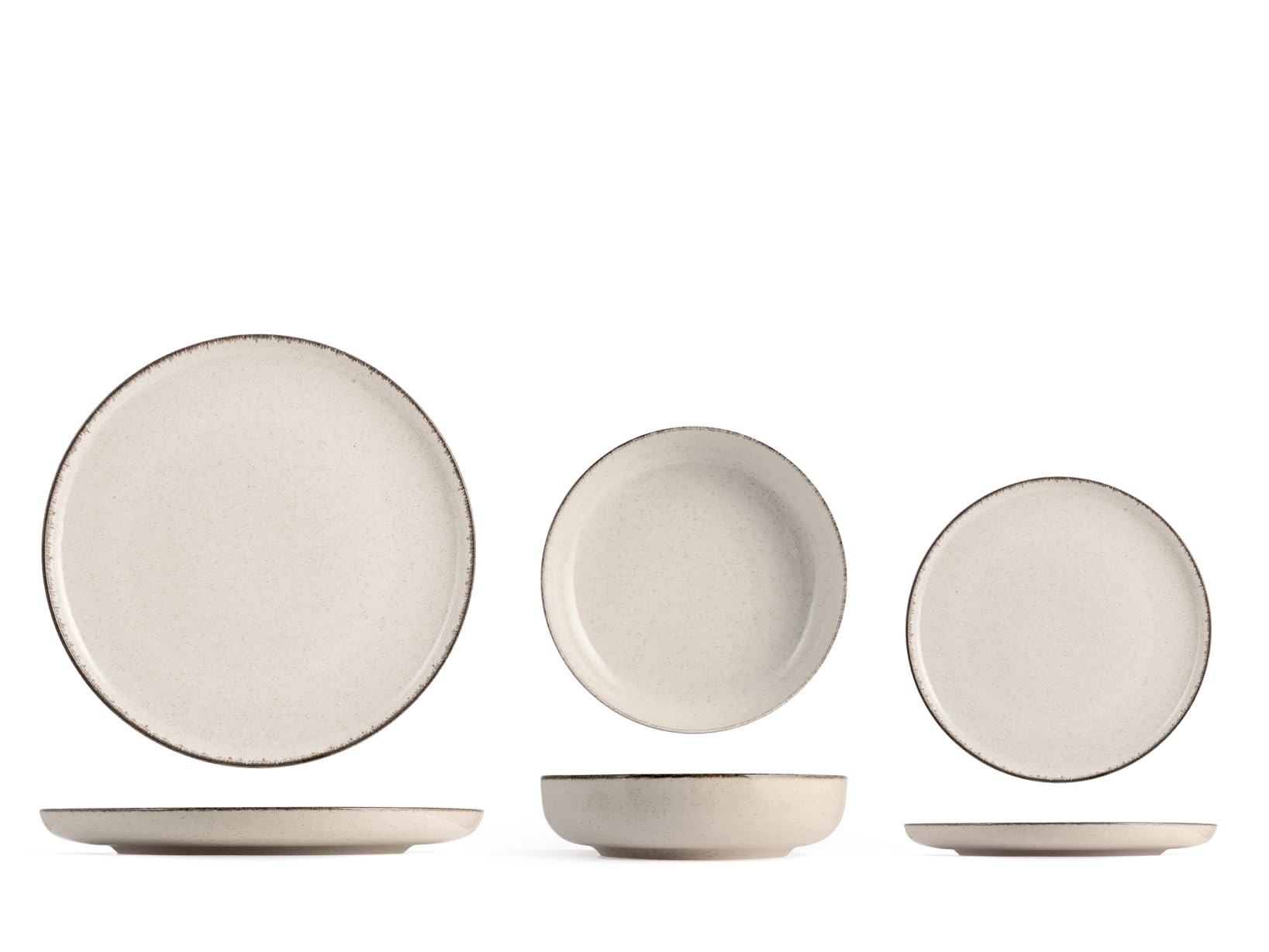 H & H Service de table 12 pièces Pearl Porcelaine Ivoire Service complet pour table élégante – Assiettes et accessoires résistants et fins