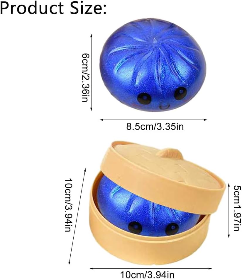 Mystery Dumpling Squishies, 4 Pack Glitter Dumpling Squishy Mystery Box,Anxiety Relief Fidget, Soft Squeeze Decompression Dough (4pcs Ball Skin)