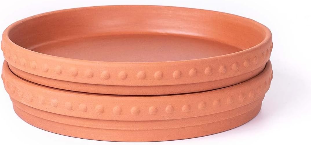 Plant Saucers, 8" Plant Trays to Catch Water, 2 Pcs, Premium Terracotta image 2